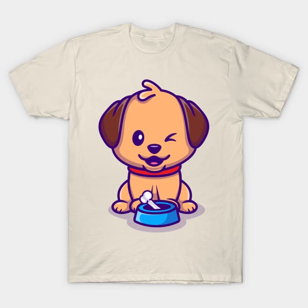 Cute Dog Sitting Cartoon T-Shirt by Catalyst Labs